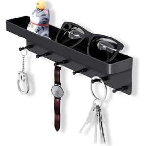 Groofoo - Metal Wall Key Holder with Storage Shelf, Wall Mounted Key Holder with 6 Hooks and Magazine Holder, Best Choice for Organizing Keys,