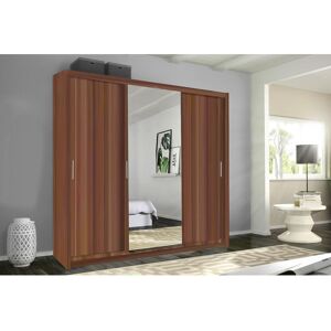 SLIDING WARDROBES 4U Miami 3 Door Sliding Wardrobe with Mirror 250cm - Walnut