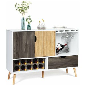 CASART Mid-Century Buffet Sideboard Wood Kitchen Server Storage Cupboard