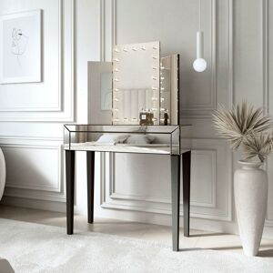 Carme Home - 2-Piece Set Millie x Laguna Mirrored Dressing Table 1 Drawer Jewellery Makeup Storage Organiser & Desktop Tri-Fold Mirror with led