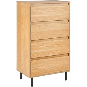 BELIANI Minimalist Chest of Drawers Storage Cabinet Sideboard Black Metal Legs Light Wood Nikea - Light Wood