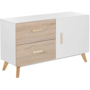 BELIANI Minimalist Sideboard with Doors and Shelves 2 Drawers Storage mdf White Fili - Light Wood