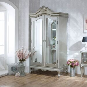 MELODY MAISON Mirrored Double Wardrobe - Tiffany Range - Silver