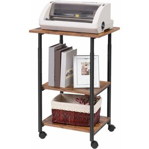 Hoobro - Kitchen Storage Trolley, Mobile Printer Stand, 3-Tier Printer Cart with Storage Shelf, Height Adjustable Machine Cart on Wheels, Projector