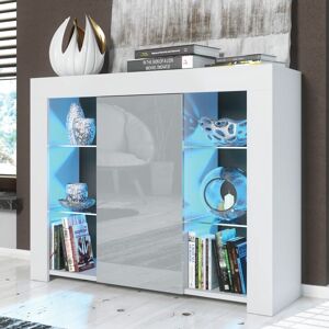 CREATIVE FURNITURE Modern Sideboard Display Cabinet Cupboard tv Stand Living Room High Gloss Doors - White & Grey - White & Grey