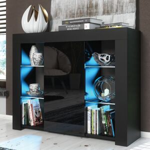 CREATIVE FURNITURE Modern Sideboard Display Cabinet Cupboard tv Stand Living Room High Gloss Doors - Black - Black