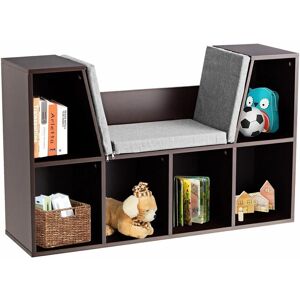 COSTWAY Modern Storage Shelf Bookcase Cube Bookshelf Organizer Cabinet with Seat Cushion