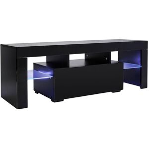 FAMIHOLLD Modern tv Cabinet Stand Storage Drawer Shelf Table led Living Room - Black - Black