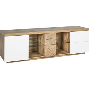 Beliani - Modern tv Stand Unit Cabinets Drawer Storage Sideboard Light Wood White Farada - Light Wood