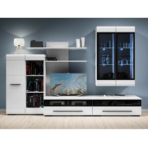 IMPACT FURNITURE White Gloss Modern Living Room Furniture Set led Light Wall Unit tv Cabinets Fever 2 - White Gloss