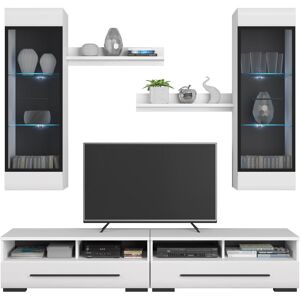 IMPACT FURNITURE White Gloss Modern Living Room Furniture Set led Light Wall Unit tv Cabinets Fever 3 - White Gloss