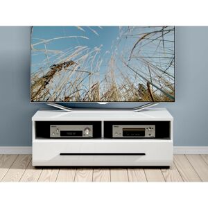 IMPACT FURNITURE White Gloss tv Cabinet Unit Entertainment Stand Drawer 100 cm Black Accent Fever - White Gloss