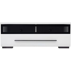 IMPACT FURNITURE White Gloss tv Cabinet tv Unit Entertainment Stand Glass Drawer Black Rim Fever - White Gloss