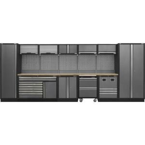 LOOPS Modular Garage Storage System - 4915 x 460 x 2000mm - Pressed Wood Worktop
