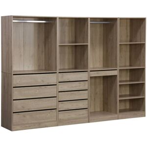 SWEEEK Modular wardrobe set with 4 units, natural, laminate panels - Natural