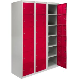 Monster Shop - MonsterShop 3 x Metal Lockers, 6 Doors Storage, Red & Grey Metal