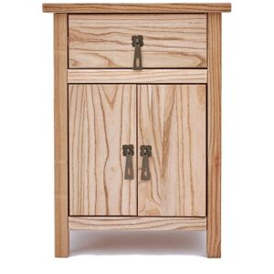 Cabinet Bits - Montese 1 Drawer 2 Door Bedside Table Drop Handle - Light wood