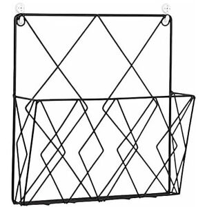 LUNE Moon-Hanging Magazine Rack Metal Magazine Rack, Newspaper Rack Newspaper Basket Wall Mounted Magazine Rack with 2 Hooks for Magazines, Books and