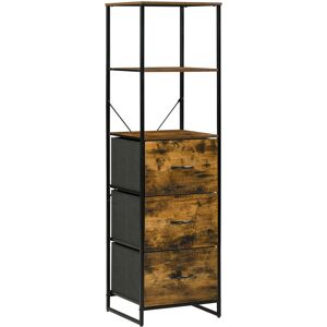 HOMCOM Multifunctional Cabinet Bookshelf with 2 Shelves 3 Fabric Drawers Rustic Brown - Rustic Brown