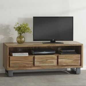 VERTYFURNITURE Natural Essential Live Edge Large Media Unit - Light Wood