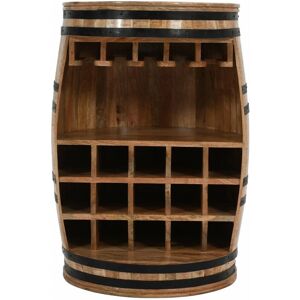 VERTY FURNITURE Natural Solid Dark Mango Wood Barrel Wine Sideboard