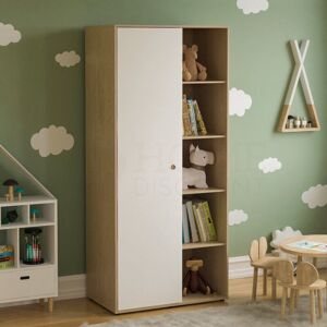 Home Discount - Neptune 1 Door Wardrobe With Hanging Rail & Storage Shelf, White & Oak