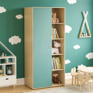 Home Discount - Neptune 1 Door Wardrobe With Hanging Rail & Storage Shelf, Blue & Oak