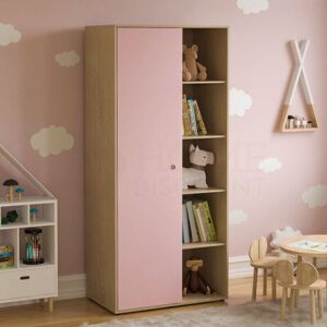 Home Discount - Neptune 1 Door Wardrobe With Hanging Rail & Storage Shelf, Pink & Oak