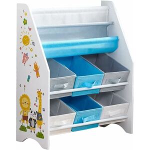 NICEME Kids Room Toys Organizer Unit, Toy Storage Unit with Storage Bins, also as Children Bookcase (6 Bins + 1 Shelf)