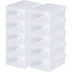 NORCKS 20 Pack Shoe Boxes Stackable Shoe Storage Boxes Clear Plastic Shoe Organiser Containers with Lids for Men and Ladies, Easy Assembly, Foldable