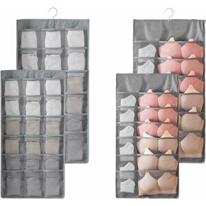 NORCKS 2PCS Underwear Hanging Pockets Hanging Storage Organiser Double-Sided Closet Organizer Bag Space-Saving Organiser with 30 Pocket for Bra Underpants