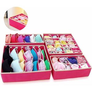 NORCKS 4 Sets Underwear Drawer Organiser Wardrobe Organisers, Foldable Drawer Dividers Storage Boxes for Clothes Bras Socks Ties Scarves,