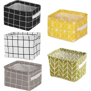 NORCKS Fabric Storage Baskets 5pcs, Foldable Storage Basket for Desk and Household Organizer, Waterproof Storage Box Small Basket with Handle for Bathroom,