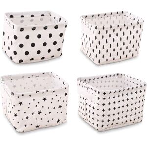 NORCKS Fabric Storage Baskets Lot of 4 Fabric Storage Box Cube Small Baskets Storage with Handle, Collapsible, for Bathroom, Makeup, Cupboards, 4 Colors