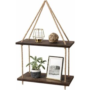 NORCKS Hanging Rope Swing Shelf Rustic Floating Shelf Vintage Shabby Chic Shelving Picture Ledge Multiple Tiered Shelving Wall Hanging Storage Home Storage