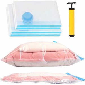 NORCKS Set of 4 vacuum storage bags (2 jumbo 100 x 80 cm, 2 large 80 x 60 cm), waterproof bag for duvets, pillows, clothes with travel hand pump