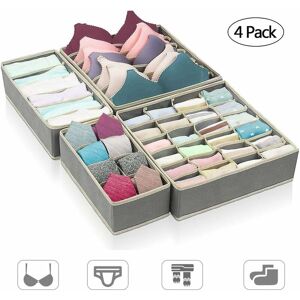 NORCKS Underwear Drawer Organiser Divider, 4 pcs Wardrobe Organiser, Drawer Dividers for Clothes Bras Socks Ties Scarves, Antibacterial Dustproof Odorless