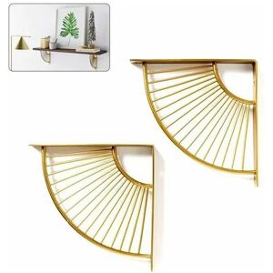 ORCHIDÉE OrchidGold Metal Floating Fan Shaped Triangle Shelf Bracket,Set of 2 Hanging Shelving Wall Corner Bracket for Restaurant/Office/Home Decoration