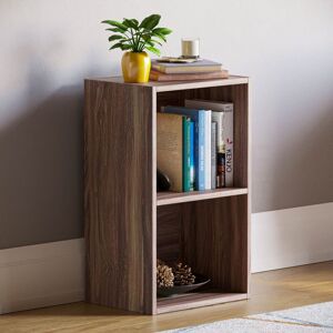 Home Discount - Oxford 2 Tier Cube Bookcase Shelving Storage Unit, Walnut