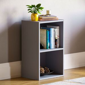 Home Discount - Oxford 2 Tier Cube Bookcase Shelving Storage Unit, Grey