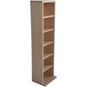 6 Tier Beech Wooden cd dvd Game Book Shelf Storage Tower Rack - Fits 102 CDs - Oypla