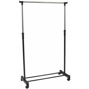 Adjustable Single Mobile Clothes Garment Hanging Rail With Wheels - Oypla