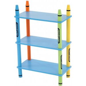 Colourful Childrens Storage Crayon 3-Tier Shelves Free Standing Shelving - Oypla