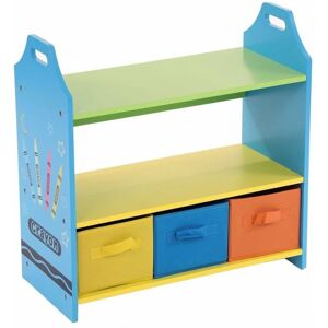 Colourful Childrens Toy Storage Crayon Unit Shelves with 3 Drawers Chest - Oypla