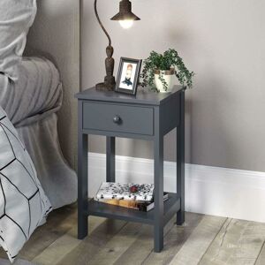 RYDAL Petite Bedside Table 1 Drawer Nightstand Cabinet Blue Drawer Shelf Storage - Blue