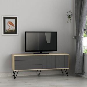 Picadilly Modern tv Stand Multimedia Centre tv Unit With Storage Cabinet 139cm - Oak / Anthracite Grey - Anthracite Grey - Decortie