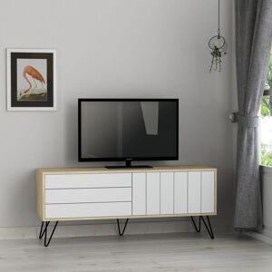 Picadilly Modern tv Stand Multimedia Centre tv Unit With Storage Cabinet 139cm - Oak / White - Oak - Decortie