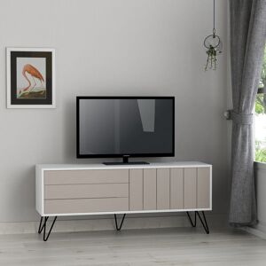 Picadilly Modern tv Stand Multimedia Centre tv Unit With Storage Cabinet 139cm - White / Mocha Grey - Mocha Grey - Decortie