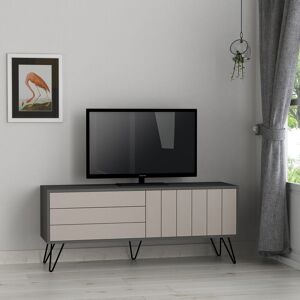 Decortie Picadilly Modern TV Stand Multimedia Centre TV Unit With Storage Cabinet 139cm - Anthracite Grey / Mocha Grey - Anthracite Grey