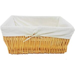 Topfurnishing - Wider Large Big Deep Lined Kitchen Wicker Storage Basket Xmas Hamper Basket [Pine,Extra Large 52x40x21cm] - Pine